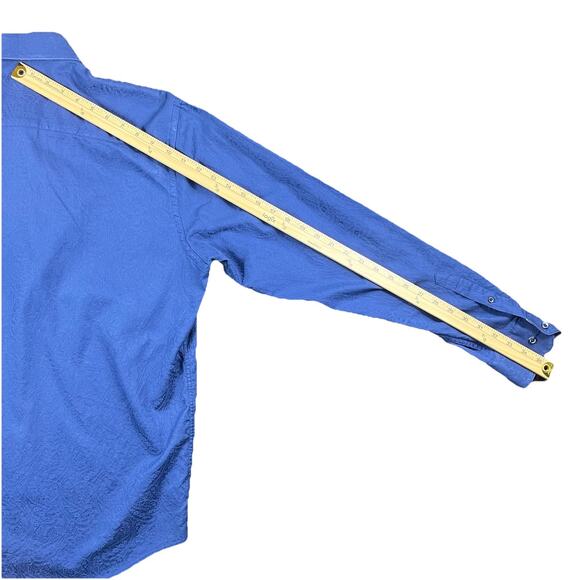 Bugatchi Uomo Button Down Shirt Mens XL Blue Paisley Luxury Office Datenight - Picture 9 of 12